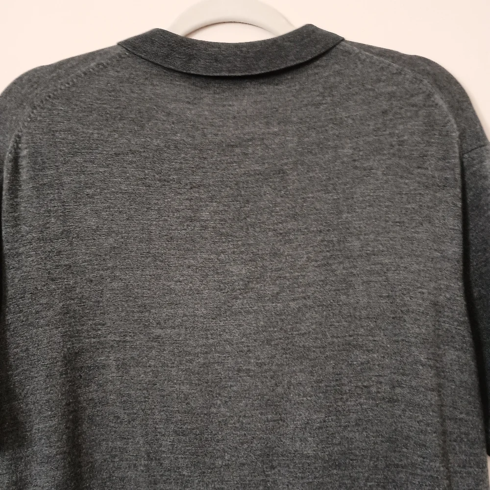 Banana Republic‎ Silk Blend Polo Style Knit Sweater Gray Large Y2K